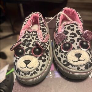 Leopard Print Kids Sneakers with Pink Highlights